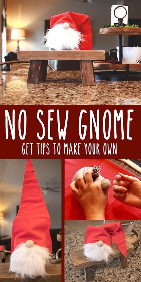 No Sew Gnome, Gnome Hats, Gnome Craft, Diy Christmas Wreaths, Gnome Hat, Gnomes Diy, Diy Gnomes, Craft Day, Gnomes Crafts