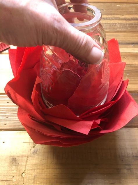 Napkin Folding Rose, Napkin Folding Flower, Napkin Flowers, Cocktail Table Decor, Napkin Rose, Paper Napkin Folding, Candy Bouquet Diy, The Shabby Tree, Red Napkins