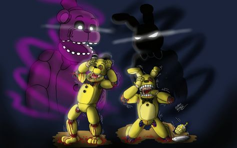 Springlock Failure, Fnaf Nightmare, Shadow Freddy, Shadow Bonnie, Phone Guy, Spring Bonnie, Freddy 3, Golden Freddy, Fnaf 4