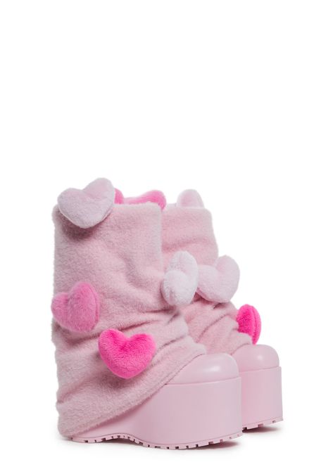 Sugar Thrillz Leg Warmer Plush Heart Platform Boots - Pink Hoof Boots Cosplay, Amazon Platform Boots, Cheap Platform Boots, Pink Birthday Wishlist, Chunky Pink Shoes, Pink Girly Shoes, Lovecore Shoes, Pink Chunky Shoes, Kawaii Stuff To Buy