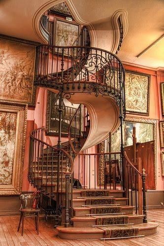 A Fairy Tale Staircase.. | Gryphons Nest | Flickr Hairstyles Viking, Paper Hedgehog, Art Nouveau Arquitectura, Hairstyles Halloween, Recipes Halloween, Architecture Art Nouveau, Halloween Hairstyles, Dead Makeup, Winding Staircase