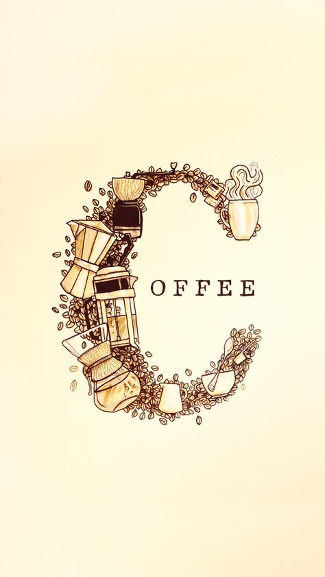 Coffee Doodle by Ryan Putnam Letter C, Coffee Beans, A Coffee, Coffee Cup, Coffee