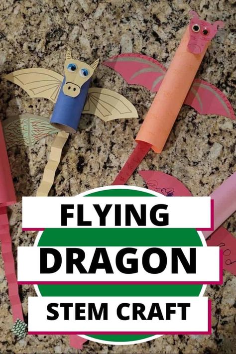 Your kids can enjoy a simple and fun dragon STEM activity using toilet paper rolls, construction paper, and string. Learn about force, motion, and physics with this flying dragon STEM craft activity. Dragon Stem Activities, Medieval Activities For Kids, Afterschool Program Ideas Activities, Stem Games, Simple Stem Activities, Dragons Lair, Dragon Craft, Dragon Project, Make A Dragon