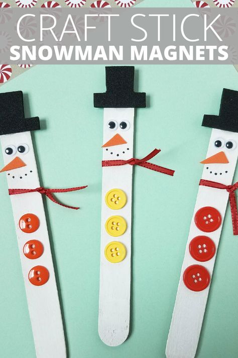 Preschool Construction Paper Crafts, Snowman Magnets, January Crafts For Kids, Construction Paper Crafts For Kids, Holiday Activities For Kids, Christmas Magnet, Make A Snowman, Magnet Crafts, Fun Christmas Crafts