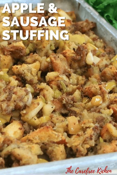 Sausage Stuffing Recipe Thanksgiving, Sausage Apple Stuffing, Sausage And Apple Stuffing, Homemade Stuffing Recipes, Apple Stuffing, Sausage Stuffing Recipe, Dressing Recipes Thanksgiving, Thanksgiving Stuffing Recipes, Best Thanksgiving Side Dishes