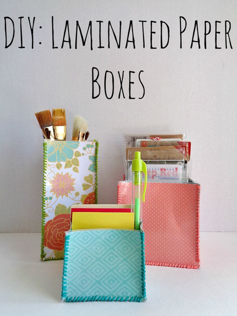 Wanna create some cute storage with only one piece of scrapbooking paper and have it all be laminated? Then check out this simple DIY! Laminator Projects, Laminating Projects, Laminating Ideas, Laminating Crafts, Cute Storage, Diy Crafts For Teens, Diy Crafts For Adults, Paper Boxes, Paper Work