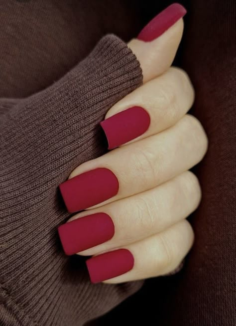 Pink Nails For Tan Skin, Red Matte Nails, Matte Nail Colors, Matte Pink Nails, Milky Nails, February Nails, Matte Nails Design, Red Nail, Classy Nails