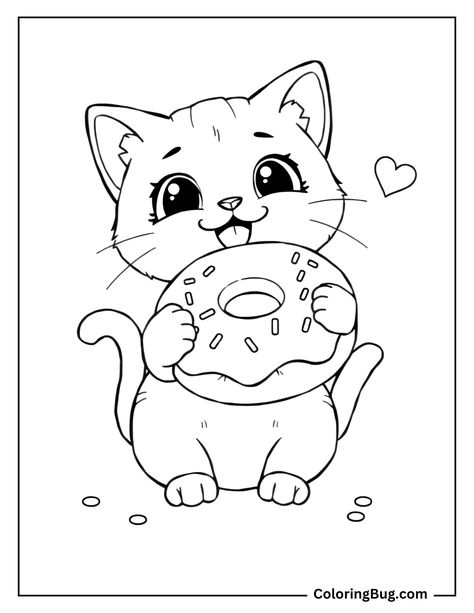 Cats And Dogs Coloring Pages, Cat Coloring Pages Free Printable, Dog Coloring Pages Free Printable, Cute Cat Coloring Pages, Cat Coloring Pages, Donut Cat, Printable Dog, Cat Personalities, Rainy Day Fun