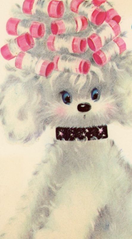 Poodle Doodles, Poodle Doodle, Poodle Card, Dog Grooming Shop, Vintage Poodle, 강아지 그림, Pink Poodle, Retro Images, Vintage Birthday