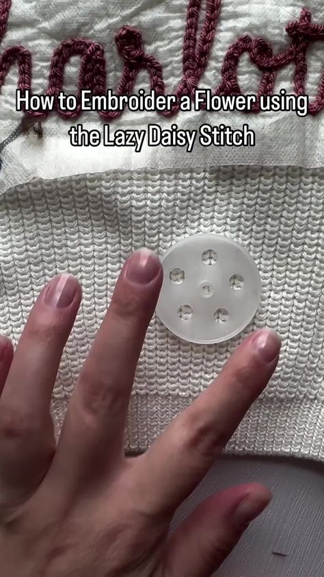 oofDynasty by BVIRAL | Person shows how to embroider a flower onto a knit sweater using yarn! 🎥 @aspenlynoutlet | Instagram Embroidery Yarn, Yarn Embroidery, Lazy Daisy Stitch, Embroidery Sweater, How To Knit, August 1, Embroidery And Stitching, Embroidered Flowers, A Flower