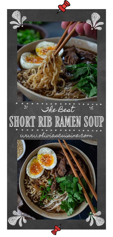 Short Rib Ramen, Ramen Noodle Recipes Soup, Authentic Ramen, Ramen Soup Recipes, Beef Short Rib Recipes, Ramen Bowls, Rib Meat, Short Ribs Recipe, Ramen Noodle Recipes