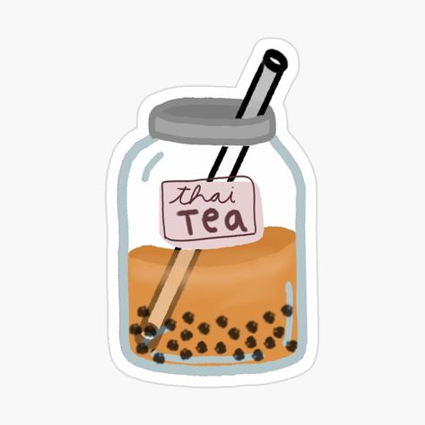 Get my art printed on awesome products. Support me at Redbubble #RBandME: https://www.redbubble.com/i/sticker/Thai-Boba-Tea-Jar-by-theasianmango/52173781.EJUG5?asc=u Sticker Printable, Jar Stickers, Thai Tea, Tea Jar, Digital Planning, Boba Tea, Cool Stickers, Printable Stickers, Transparent Stickers