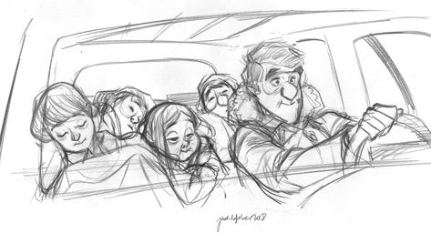 People In Car Drawing, Driving Drawing References, Driving Pose Reference, Driving Reference, Driving Illustration, Late Night Driving, Zombie Cartoon, Vis Dev, Human Figure Sketches