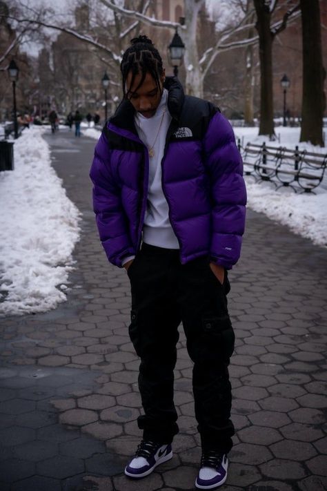 Purple Black Outfit Men, Purple And Black Outfits Men, Men Purple Outfit, Purple Streetwear Outfit, Purple Mens Outfits, Purple Outfits Men, Purple And Black Outfits, Streetwear Fall Outfits, Violet Outfit