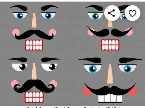 Nutcracker Face Stencil, How To Paint Nutcracker Face, Nutcracker Design Ideas, Nutcracker Diy How To Make, Nut Crackers Christmas Decorations, Nutcracker Face Template, Nutcracker Colors, Nutcracker Decorations Ideas, Nutcracker Faces