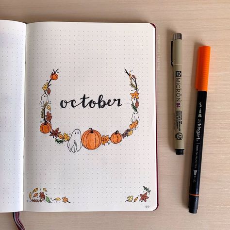 October Bullet Journal Cover, Doodles Creative, October Bullet Journal, Bullet Journal Decoration, Bullet Journal October, Journal Cover Page, Bullet Journal Cover, Photo Cover, Bullet Journal Cover Page