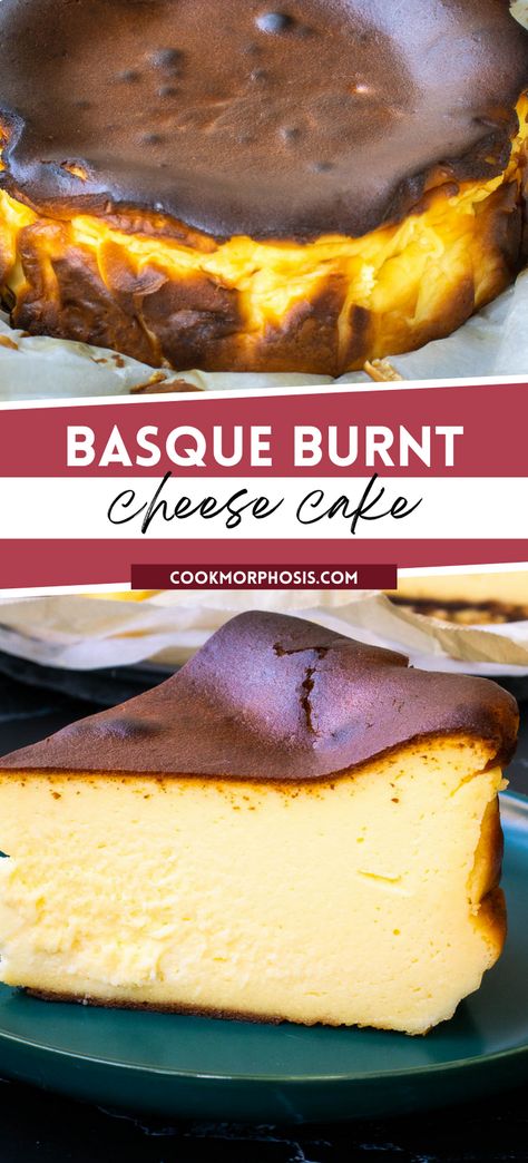 Bask Cheesecake Recipe, Basque Burnt Cheesecake Recipe, Burnt Cheesecake Recipe, Basque Cake, Perfect Chocolate Chip Cookie Recipe, Basque Burnt Cheesecake, Basque Food, Burnt Cheesecake, Sweet Bakes