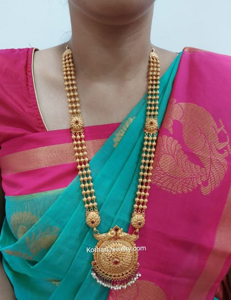 Mohan Mala Designs, Mohan Mala Jewellery Gold With Pendant, Rani Haar Long Necklaces Gold Indian Jewelry Jewellery Designs, Long Chains Indian Gold Traditional, Mohan Mala Jewellery Gold, Rani Haram Designs Gold, Long Necklace Gold Indian, Mohan Mala, Long Haram Gold Jewellery Designs