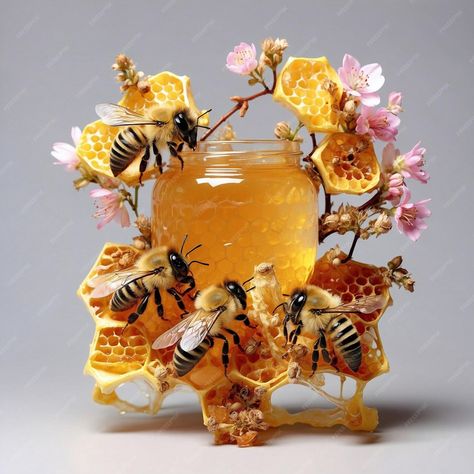 Premium AI Image | Bee and melting honey flower Honey Products Ideas, Honeycore Aesthetic, Bee Activity, Samsung S8 Wallpaper, Honey Pictures, Honey Bee Photos, Honey Aesthetic, Honey Images, Bee Wallpaper