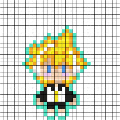 Len Chibi Perler Bead Pattern | Bead Sprites | Characters Fuse Bead Patterns Len Perler Beads, Chibi Perler Bead Patterns, Project Sekai Perler Beads, Band Perler Beads, Kandi Cuffs, Band Ideas, Loom Band, Fuse Bead Patterns, Kandi Cuff