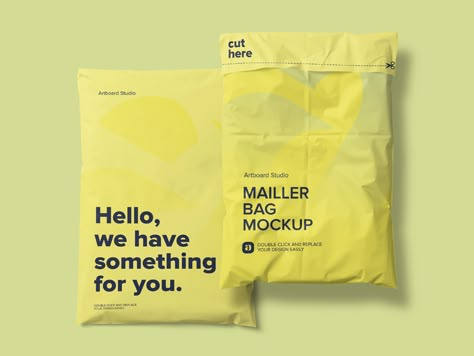 Mailer Bag Mockup Scene by Artboard Studio on Dribbble Packaging Design Polymailer, Packaging Mailer Design, Plastic Packaging Design Clothing, Packaging Design For Bags, Package Design Clothing, Polymailer Packaging Ideas, Mailer Packaging Design, Plastic Bag Design Packaging, Mailer Bag Design