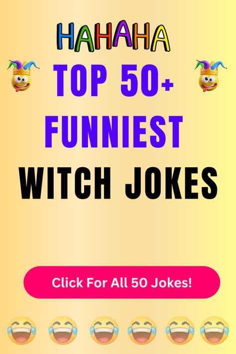 Check Out The Top 50+ Funny Witch Jokes And Puns. Click For All 50+ Hilarious Witch Jokes! Witch Jokes Hilarious, Halloween Jokes For Adults, Halloween Jokes Hilarious, Witch Puns, Witch Jokes, Funny Halloween Jokes, Jokes And Puns, Famous Detectives, Halloween Jokes