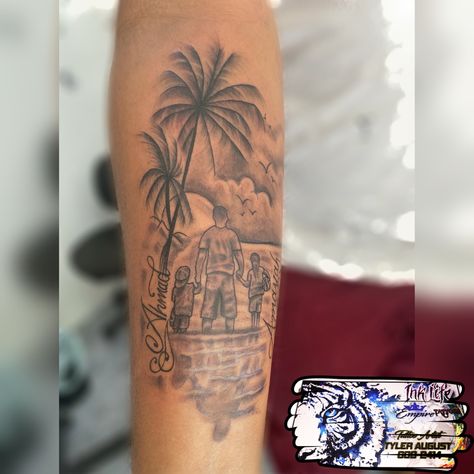 #belize Father And Kids Tattoo, Kids Tattoo, Tattoos For Kids, On Beach, Tattoo On, Belize, Portrait Tattoo, Flower Tattoo, Tattoos