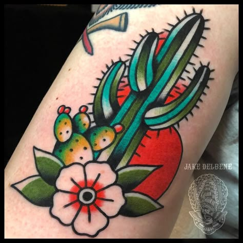 Desert Tattoo, Traditional Tattoo Old School, Cactus Tattoo, Traditional Style Tattoo, Tattoo Project, Sleeve Tattoos For Women, American Traditional Tattoo, Neo Traditional, American Traditional