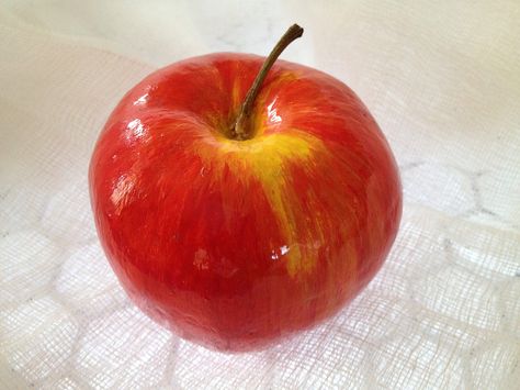 Papier Mâché apple | by Charmaché Paper Mache Apple, Papel Mache, Paper Mache, Paper Projects, Diy Paper, Playing Dress Up, Holidays And Events, Craft Room, Fun Crafts