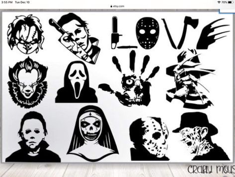 Small Horror Movie Tattoos, Horror Decals, Tattoos Stencil, Silhouette Tattoo, Tattoo Halloween, Friday The 13th Tattoo, Horror Movie Tattoos, Tattoo Dotwork, Easy Draw