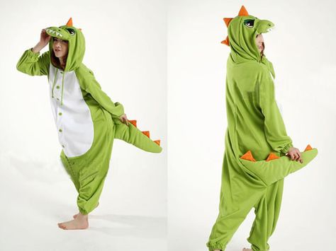 New dinosaur Dinosaur Pjs, Ren Zotto, Adult Onesies, Animal Onesies, Dinosaur Light, Green Dinosaur, Sleepy Time, Sleepover Ideas, Onesie Pajamas