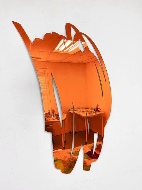 Orange Sculpture, Art Mirror Wall, Sculpture Mirror, Mirror Sculpture, Wall Art Mirror, Deco Orange, Mirror Wall Hanging, Pop Art Abstract, Wall Hanging Mirror