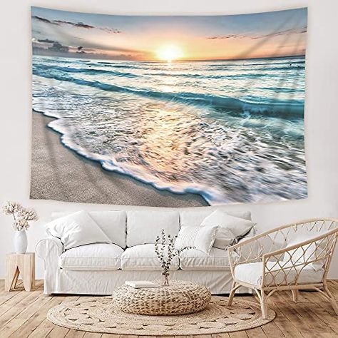 Beachy Tapestry, Dorm Room Tapestry, Seashore Decor, Beach Tapestry, Beach Wall Hanging, Blanket On Wall, Dorm Living Room, Dorm Wall Decor, Room Tapestry