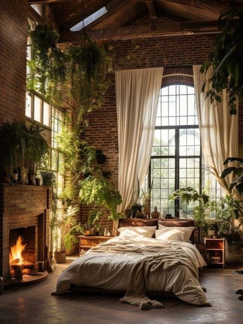 @ Bnb Ideas Interior Design, Home Aesthetic Inspiration, Boho Academia, Nature Inspired Home Decor, Tiktok Influencer, Plant Corner, Stylish Interior Design, Interior Design Boards, Farmhouse Bedroom Decor