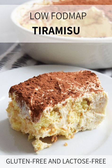 A classic recipe for low FODMAP tiramisu. Gluten-free and lactose-free #tiramisu #dessert #christmas #FODMAP #lowfodmap #lactosefree #glutenfree #karlijnskitchen Low Food Map Diet, Fodmap Baking, Fod Map, Fodmap Recipes Dinner, Low Fodmap Recipes Dinner, Fodmap Food, Fodmap Friendly Recipes, Low Fodmap Snacks, Fodmap Snacks