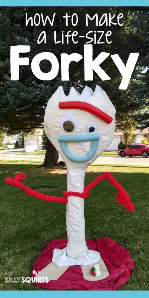 Cozy Coupe Makeover Toy Story, How To Make The Claw From Toy Story, Toy Story Homecoming Float Ideas, How To Make Forky From Toy Story, Toy Story Scarecrow, Diy Forky Craft, Toy Story Trick Or Trunk, Toy Story Hall Decorations, Toy Story School Decorations