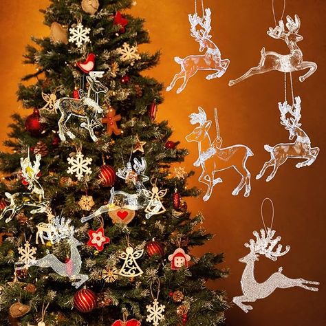 Amazon.com: Set of 12 Hanging Reindeer Ornament Crystal Acrylic Holiday Reindeer Figurines Deer Clear Christmas Ornaments for Christmas Tree Indoor Home Decoration, 2.7 Inch, 3.1 Inch, 4 Styles : Home & Kitchen Reindeer Figurines, Deer Christmas Tree, Clear Christmas Ornaments, Tree Indoor, Glitter Reindeer, Ornaments For Christmas Tree, Reindeer Ornament, Ornaments For Christmas, Deer Christmas