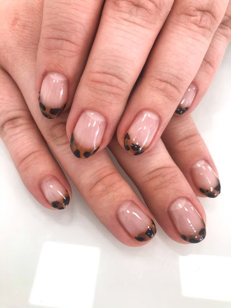 #tortoise #tortoiseshell #tortoiseshellnails #nails #nailsofinstagram #nailsoftheday #tortoisetips #french #frenchtips Tortoise Shell Nails French Tip Short, Tortis Shell Nails Design, Leopard Print Nail Designs French Tips, Tortoise Shell Nails Coffin, Turtle Shell French Tip Nails, Tortoise Tip Nails, Tortoise French Nails, Builder Nails Design, French Tortoise Nails