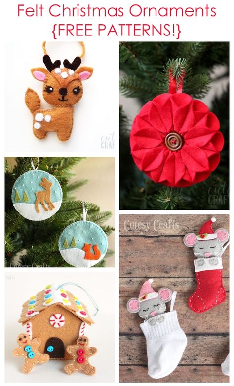 Free Felt Christmas Ornament Patterns Free Felt Templates, Felt Christmas Ornaments Patterns Free, Free Christmas Crafts, Pretty Christmas Ornaments, Felt Ornaments Diy, Christmas Ornament Template, Diy Felt Christmas Ornaments, Handmade Felt Ornament, Felt Ornaments Patterns