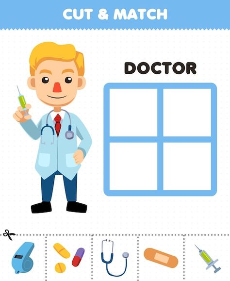 Doctor Games For Kids, Cartoon Doctor, Preschool Activities Printable, Body Parts Preschool, Community Helpers Preschool, All About Me Preschool, Doctor For Kids, Bff Poses, Kids Worksheets Preschool