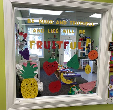 Classroom Fruit Theme Decor, Fruit Birthday Board Classroom, Fruit Classroom Door Ideas, Fruit Door Decorations Classroom, Fruits And Vegetables Bulletin Board, Fruits Classroom Decoration, Fruit Themed Classroom Decor, Fruit Bulletin Board Ideas, Fruit Classroom Decor