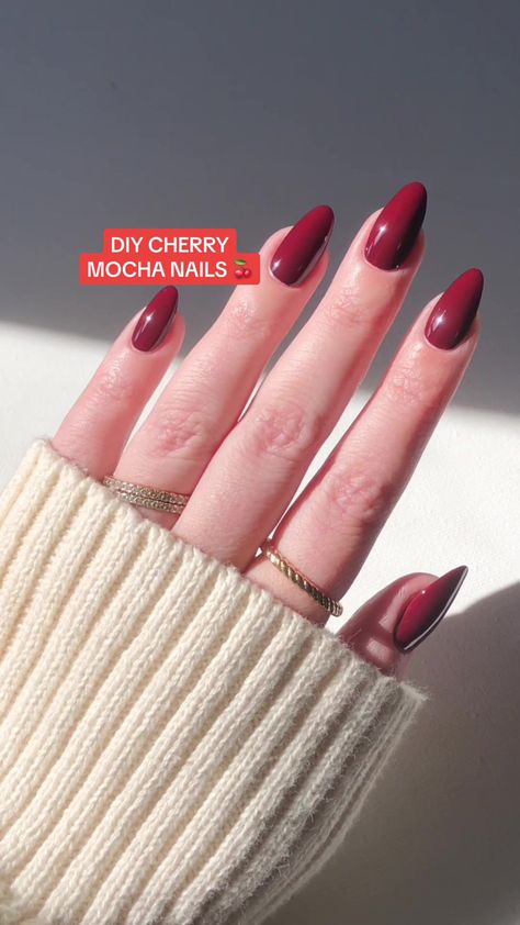 Cherry Mocha Nails, Mocha Nails, Cherry Mocha, Red Nail Art Designs, Red Nail Art, Nagellack Trends, Nude Nail Designs, Thanksgiving Nails, Nails Only