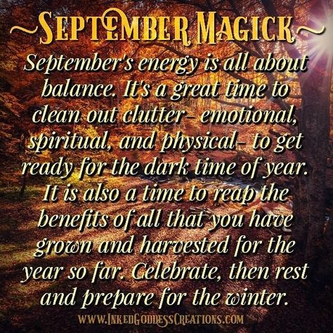 @mysticwitchofthemoon on Instagram: “Hello September 🍂🍎 Credit- @inkedgoddesscreations  . . #witchy #witchesofinstagram #wiccansofinstagram #witchlife #witch #witchcraft #wicca…” September Correspondences, September Witch, September Magick, Magick Spells, Candle Magick, Days And Months, Wiccan Spells, Spells Witchcraft, Kitchen Witch