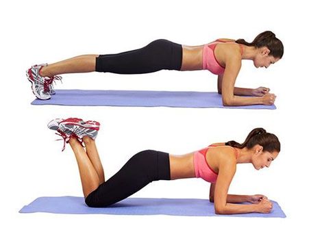 Plank- CosmopolitanUK Busy Girl Workout, Knee Plank, Workout Names, Squat Stands, Hip Bridge, Month Workout, Love Your Body, Health And Fitness Magazine, Knee Up