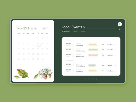 🍂Local Autumn Calendar Events Website by Andrea Hock Calendar Website Design, Website Calendar Design, Calendar Design Website, Calendar Of Events, Calendar Web Design, Event Calendar Design, Calendar Ui Design, Holiday Calender, Events Calendar Design