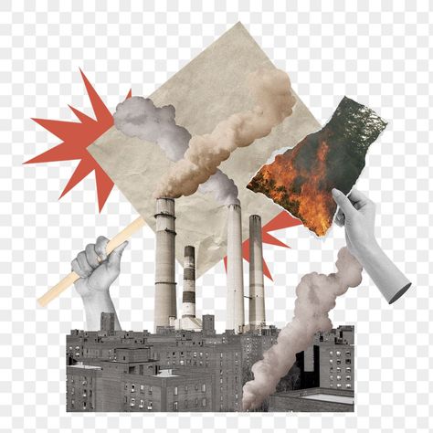 Pollution Collage, Factory Pollution, Wallpaper Hands, Industrial Pollution, Sticker Collage, Digital Collage Art, Collage Illustration, Collage Design, Environment Design