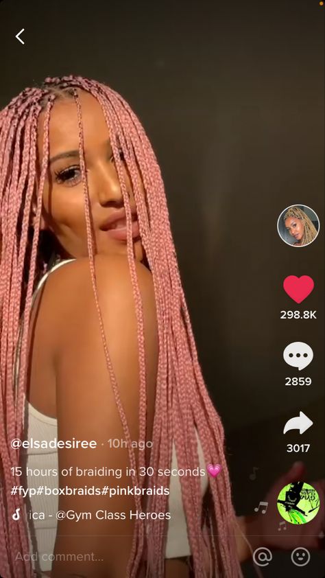 Pink Medium Knotless Braids, Pink And White Box Braids, Pink Micro Braids, Pastel Pink Box Braids, Rose Gold Braids Black Women, Coquette Box Braids, Light Pink Braids Black Women, Light Pink Knotless Braids, Pink Braids For Black Women