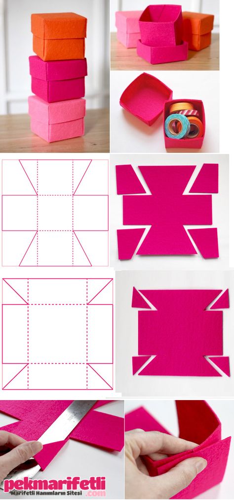 Keçeden kutu yapımı Astuces Diy, Box Patterns, Cute Box, Diy Gift Box, Paper Crafts Diy Tutorials, Cardboard Crafts, Diy Box, Diy Blog, Felting Projects