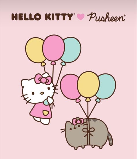 Pusheen Hello Kitty, Hello Kitty And Pusheen, Hello Kitty Pusheen, Hello Kitty X Pusheen, 21 Sign, Pusheen Wallpaper, Kitty Clipart, Pusheen Birthday, Hello Kitty Clipart