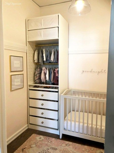 Split Room Nursery, Ideas For Small Nursery, Small Nursery Ideas Without Closet, Small Walk In Closet Nursery, Small Space Nursery Ideas Master Bedrooms, Small Nursery No Closet, Closet Nursery Converted Walk In, Narrow Nursery Layout, Walk In Closet To Nursery